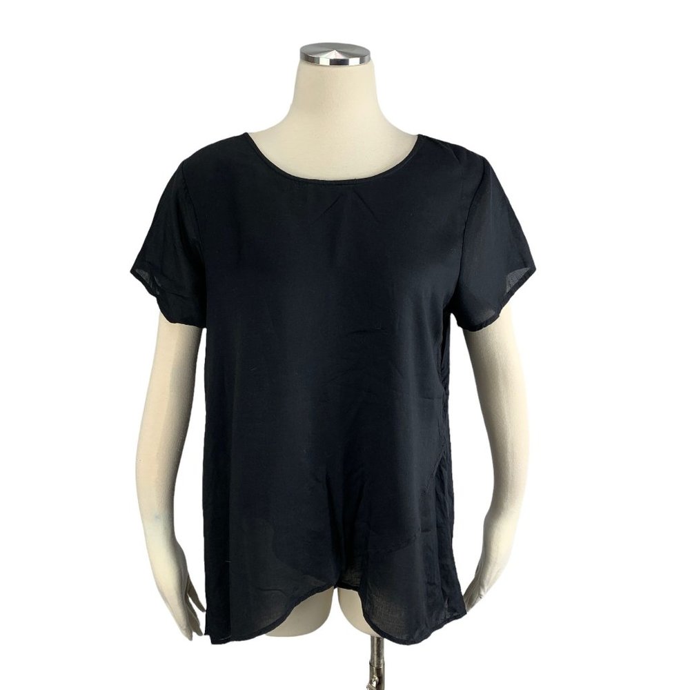 GAP Medium Top Viscose Wrap Loose Black Short Sleeve